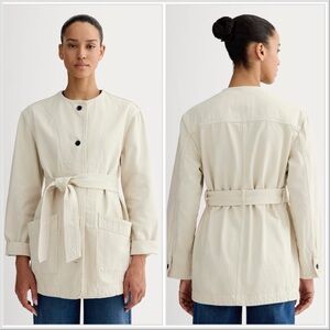 Everlane The Long Denim Barrel Barn Chore Jacket in Sand sz L